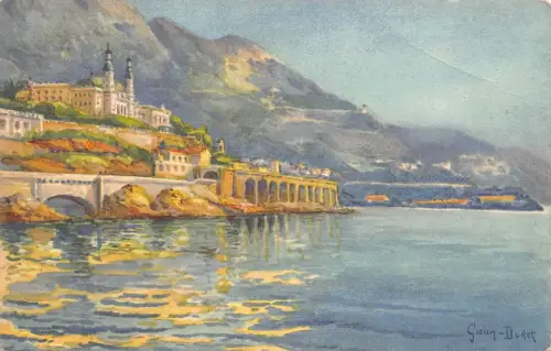 B070 Monaco Monte Carlo Casino vu de la Jette de Monaco Kunst Vintage Postkarte