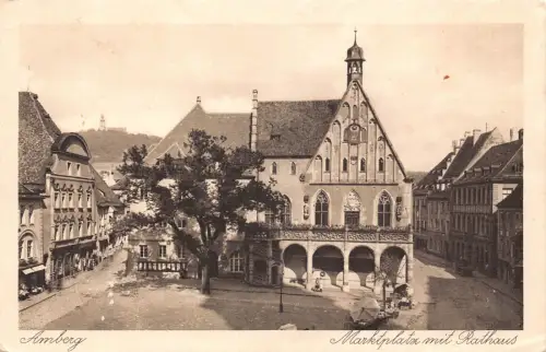 B072 Deutschland Amberg Marktplatz mit Rathaus Marktplatz Rathaus Postkarte