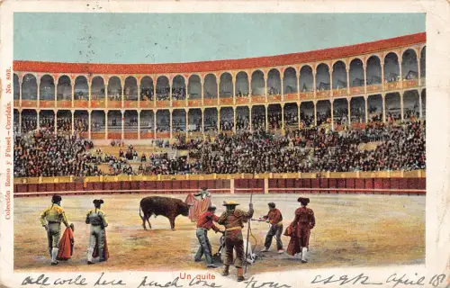 A978 Spanien 1905 Stierkampfarena Kampf Toreador Vintage Postkarte