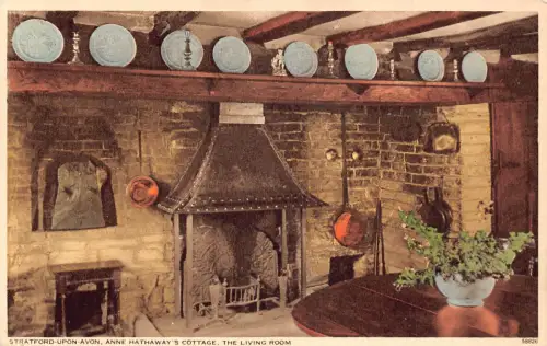 A981 England Stratford-upon-Avon Anne Hathaway Cottage Wohnzimmer Postkarte