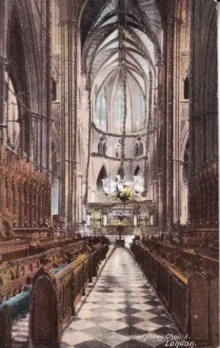 B081 Neuheit Glitzer England London Westminster Abbey Choir Vintage Postkarte