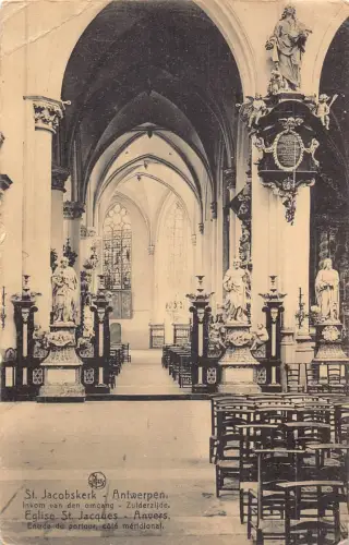 A198 Belgien Antwerpen Anvers St Jacques Kirche Innenraum Vintage Postkarte
