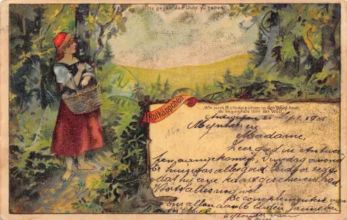 B084 Märchenfantasie Rotkäppchen Rotkaeppich 1906 Postkarte