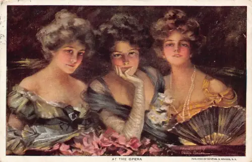 B086 Drei Schönheiten Glamour Elegante Kunst von Philip Boileau An der Oper Postkarte