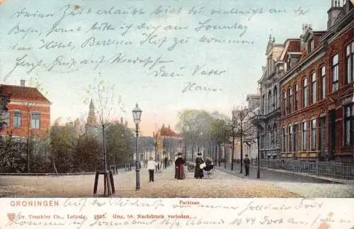 A199 Niederlande 1905 Groningen Parklaan Alley Kinderwagen Postkarte