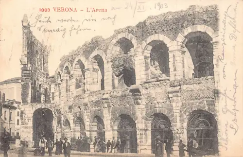 A200 Italien 1903 Verona Arena Touristen Vintage Postkarte