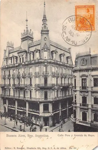 L353 Argentinien Buenos Aires Calle Peru y Avenida de Mayo Vintage Postkarte