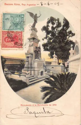 L353 Argentinien 1908 Buenos Aires Revolution Denkmal Vintage Postkarte