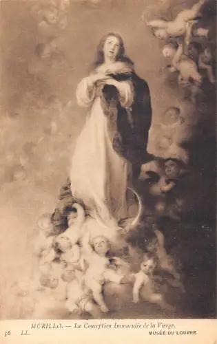 A979 Kunst von Murillo Conception Immaculee de Vierge Saint Babies Louvre Postkarte