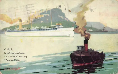 A957 Kanada 1927 Große Seen Assiniboia Dampfschiff Pass Donnerkap Postkarte