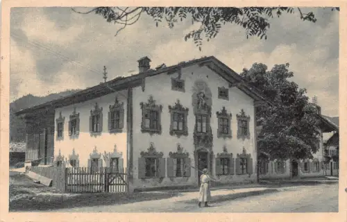B090 Deutschland 1926 Oberammergau Koelbhaus Haus Vintage Postkarte