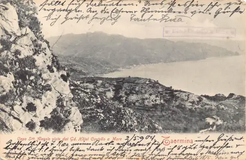 A200 Italien 1904 Taormina St Alessio Kap Gd Hotel Castello a Mare Postkarte