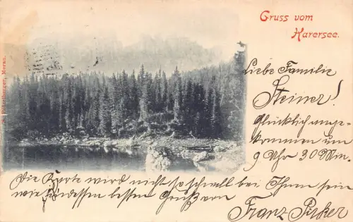 A200 Italien 1898 Gruss vom Karersee Wald Vintage Postkarte