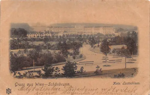 A201 Österreich 1899 Gruss aus Wien Schloss Schönbrunn Vintage Postkarte