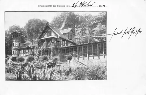 A201 Deutschland Großhesselohe bei München Haus Vintage Postkarte