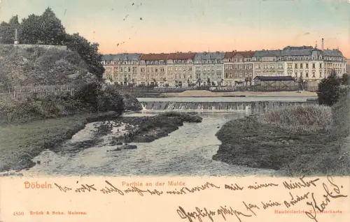 A201 Deutschland 1904 Döbeln Flussansicht Vintage Postkarte