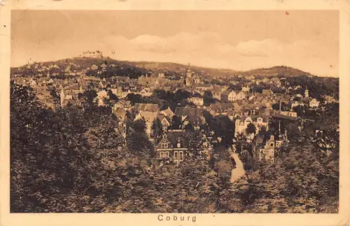 L206 Deutschland 1927 Coburg Panoramablick Vintage Postkarte