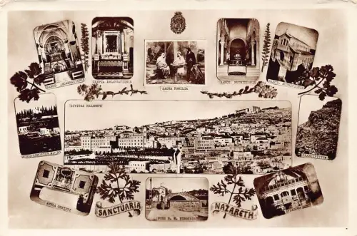 A937 Israel Nazareth und seine Heiligtümer Mehrfachansicht RPPC Postkarte