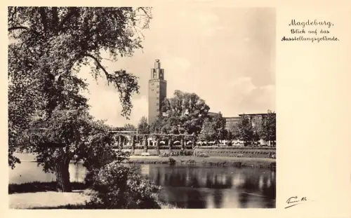 L206 Deutschland Magdeburg Ansicht Ausstellungsgelaende RPPC Vintage Postkarte