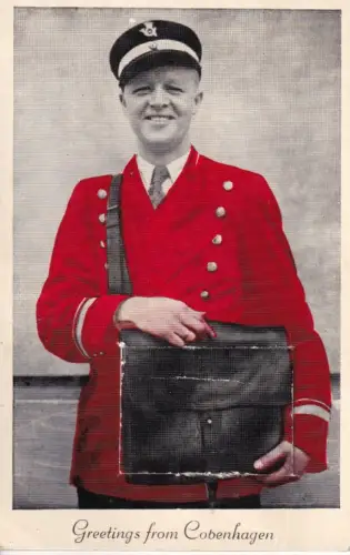 B081 Neuheit Auszug Dänemark Grüße aus Kopenhagen Postbote Postkarte