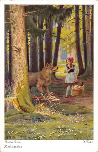 B085 Märchen Rotkäppchen Rotkäppchen Grimm Bro Fantasy Postkarte