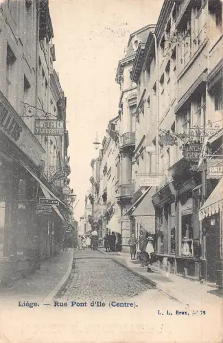 A937 Belgien Lüttich 1905 Rue Pont d'Ile Street Hotel D'Angleterre Postkarte