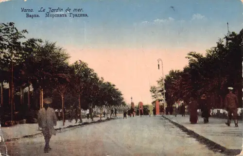 A937 Bulgarien Varna Garten am Meer Vintage Postkarte