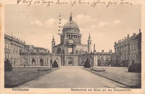 B073 Deutschland 1931 Potsdam Stadtschloss mit Blick auf Nikolaikirche Postkarte
