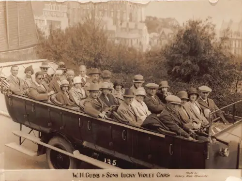 Charabanc Transport Auto WH Gubb & Sons Lucky Violet Cars RPPC Postkarte B679