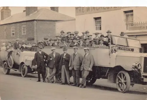 Charabanc Transport Auto The Winchester Private England RPPC Postkarte B679