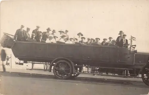 Charabanc Transport Auto Sea Promenade England RPPC Postkarte B679