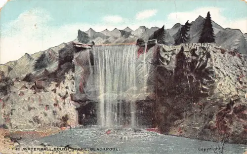 A950 England Wasserfall South Shore Blackpool Vintage Postkarte