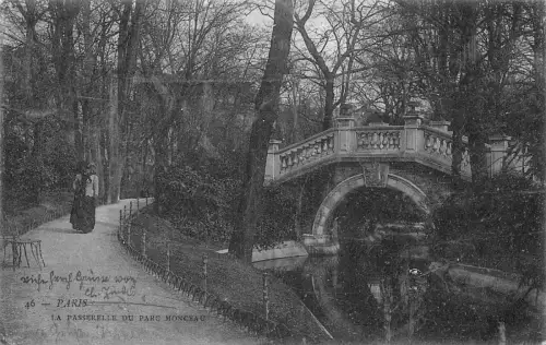 A203 Frankreich 1904 Paris Passarelle du Parc Monceau Parkbrücke Vintage Postkarte