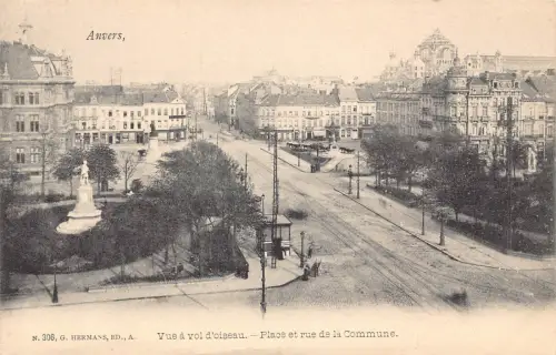 A941 Belgien Antwerpen Vue a vol d'oiseau Place et rue de Commune Postkarte