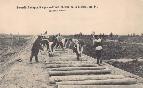 Russland Transsibirische Eisenbahn Bau Kerbschwelle Nr 34 Postkarte B682