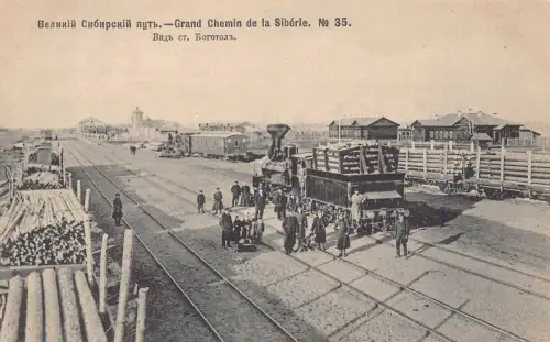 Russland Transsibirisches Eisenbahndorf Bogotol Bahnhof Nr 35 Postkarte B682