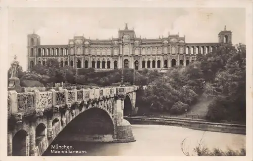 B089 Deutschland 1927 München München Maximilianeum Brücke RPPC Postkarte