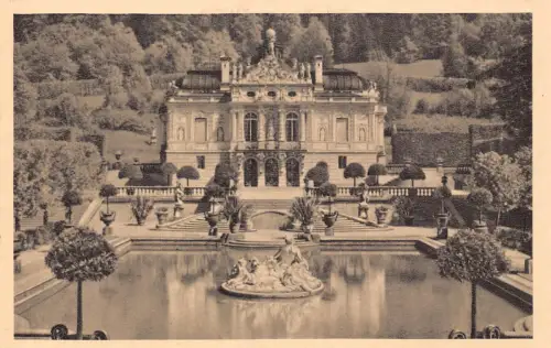 B089 Deutschland Schloss Linderhof bei Oberammergau Vintage Postkarte