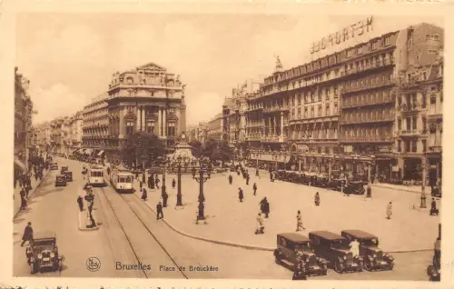 B089 Belgien Brüssel Place de Brouckere Autos Straßenbahn Postkarte