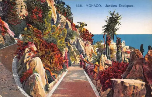 B070 Monaco Monte Carlo Jardins Exotiques Exotische Gärten Vintage Postkarte