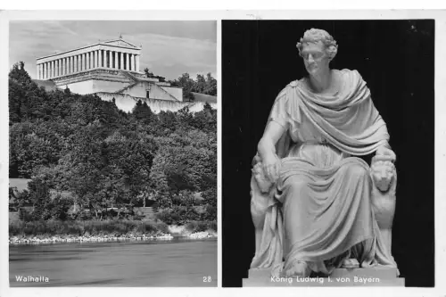 B089 Deutschland Walhalla Koenig Ludwig I von Bayern RPPC Postkarte