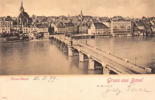 A205 Schweiz 1899 Gruss aus Baselbrücke Panorama Vintage Postkarte