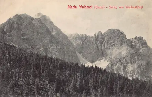 B074 Österreich Maria Waldrast Stubai Serles vom Waldrastjoechl Vintage Postkarte