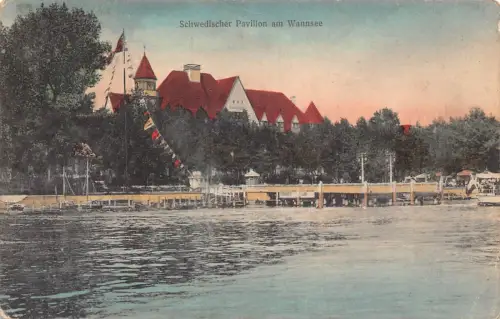 B076 Deutschland Berlin Schwedischer Pavillon am Wannsee Vintage Postkarte