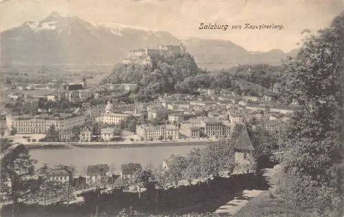 A098 Österreich 1910 Salzburg vom Kapuzinerberg Gesamtansicht Postkarte