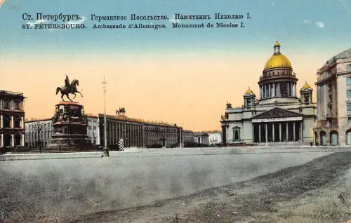 B069 Russland St Petersburg Deutsche Botschaft Nikolaus I Denkmal Postkarte