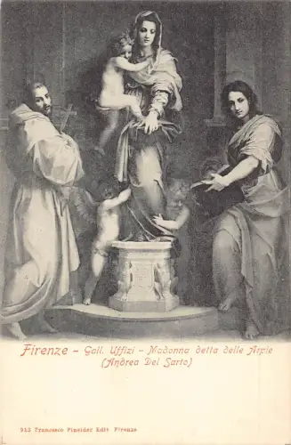 A984 Firenze Galleria Uffizien Kunst Madonna detta Arpie Andrea del Sarto Postkarte