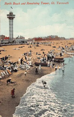 A980 England 1912 North Beach And Drehturm Gt Yarmouth Vintage Postkarte