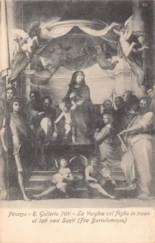 A984 Firenze Galleria Pitti Vergine col Figlio in trono al lati Santi Postkarte