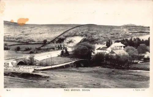 A982 England Devon Two Bridges RPPC Vintage Postkarte